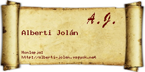 Alberti Jolán névjegykártya