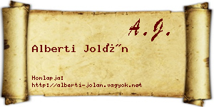 Alberti Jolán névjegykártya